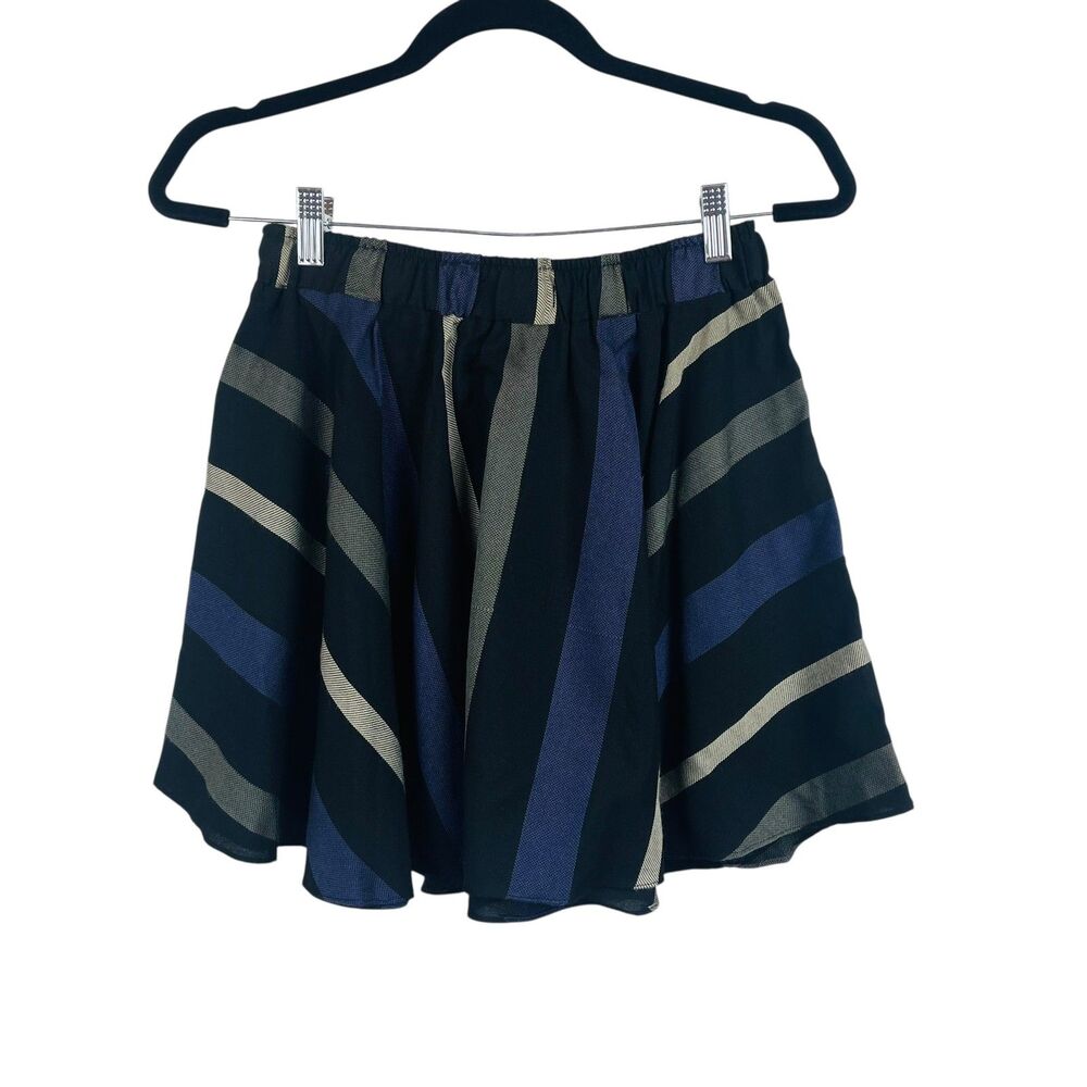 BCBG Generation Skirt Womens Medium Black Purple Striped Flare Pull On Casual